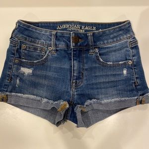 american eagle blue wash jean denim shorts